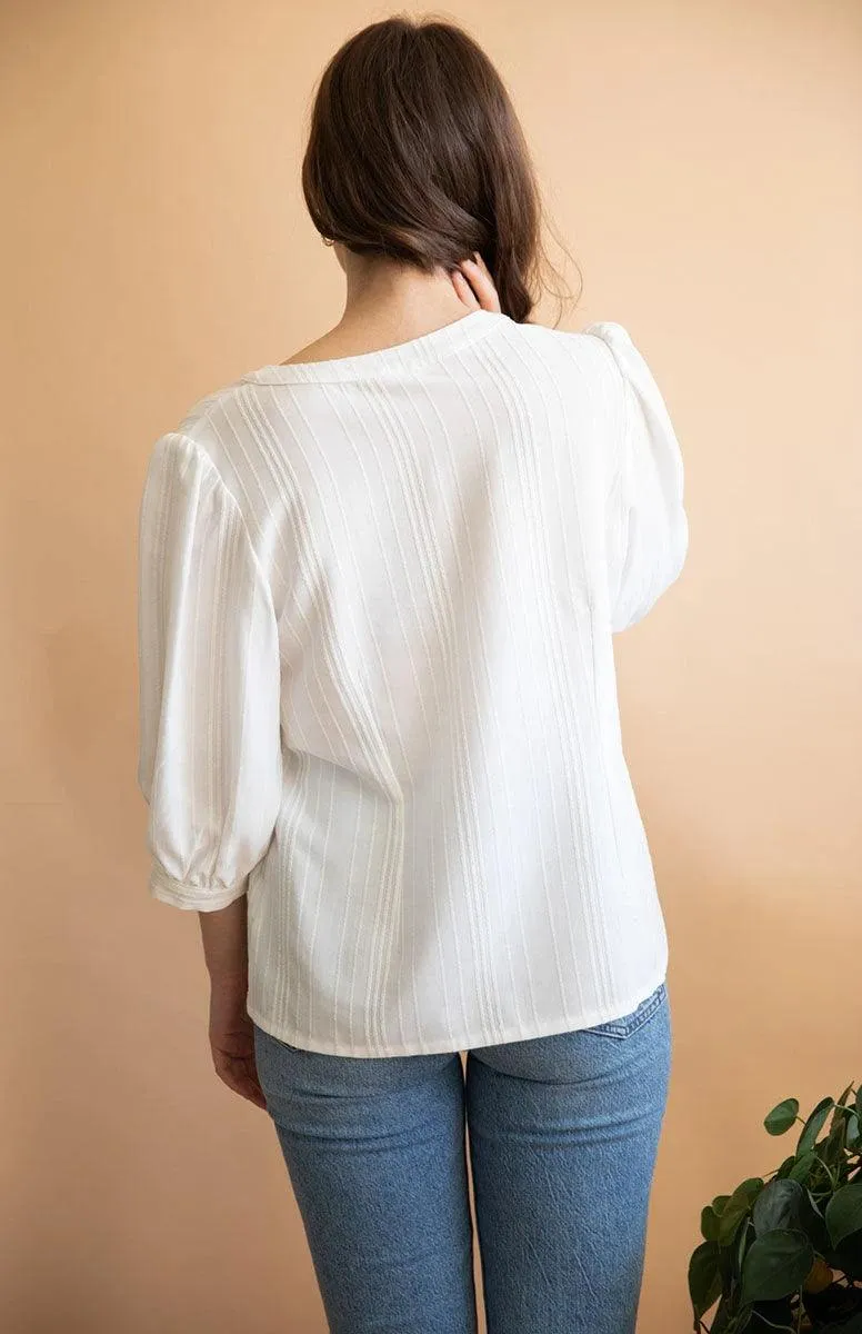 Blouse blanche avec manches mi-longues - Aster