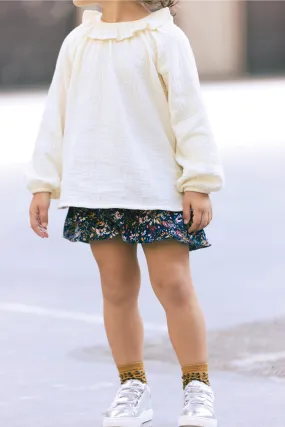 Blouse - Mamour beige Bébé à col à volant en 100% coton biologique cer