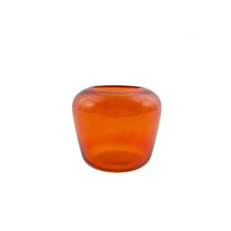 Centre de table Bougeoir Photophore Vase en Verre Orange Point Virgule D20 cm
