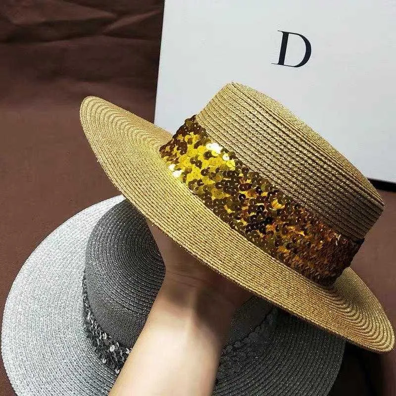 Chapeau de paille ruban paillette