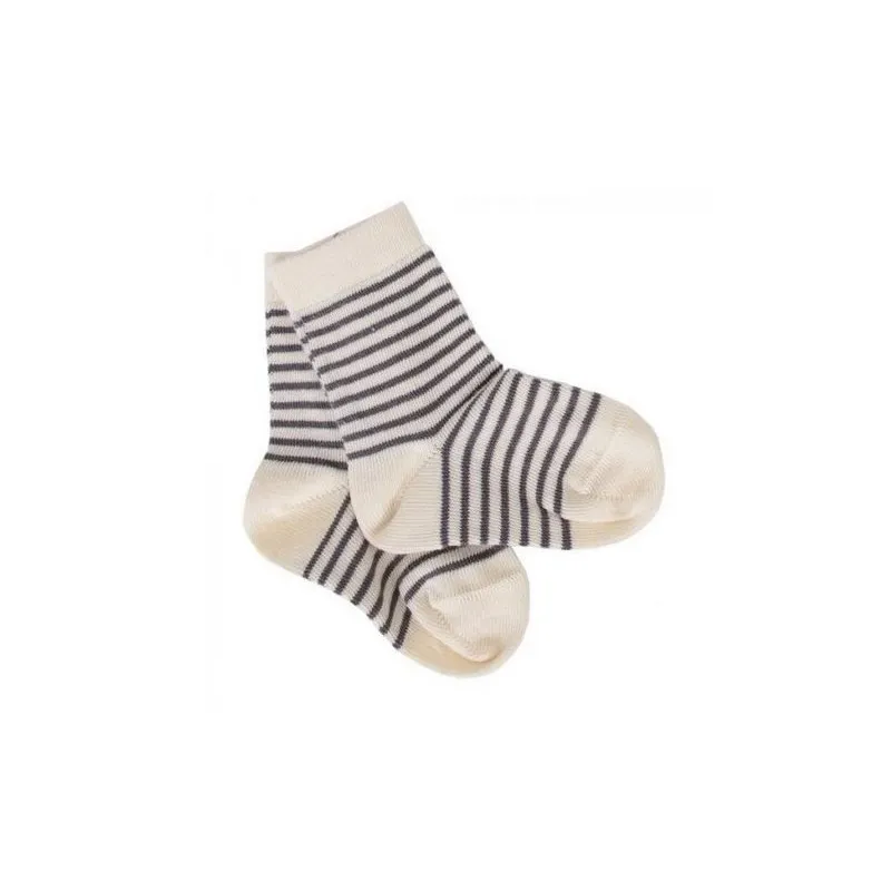 Chaussettes coton bio Rayées Ecru et Gris