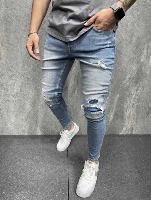 Jean homme destroy bleu | Jean homme troué | Mode urbaine