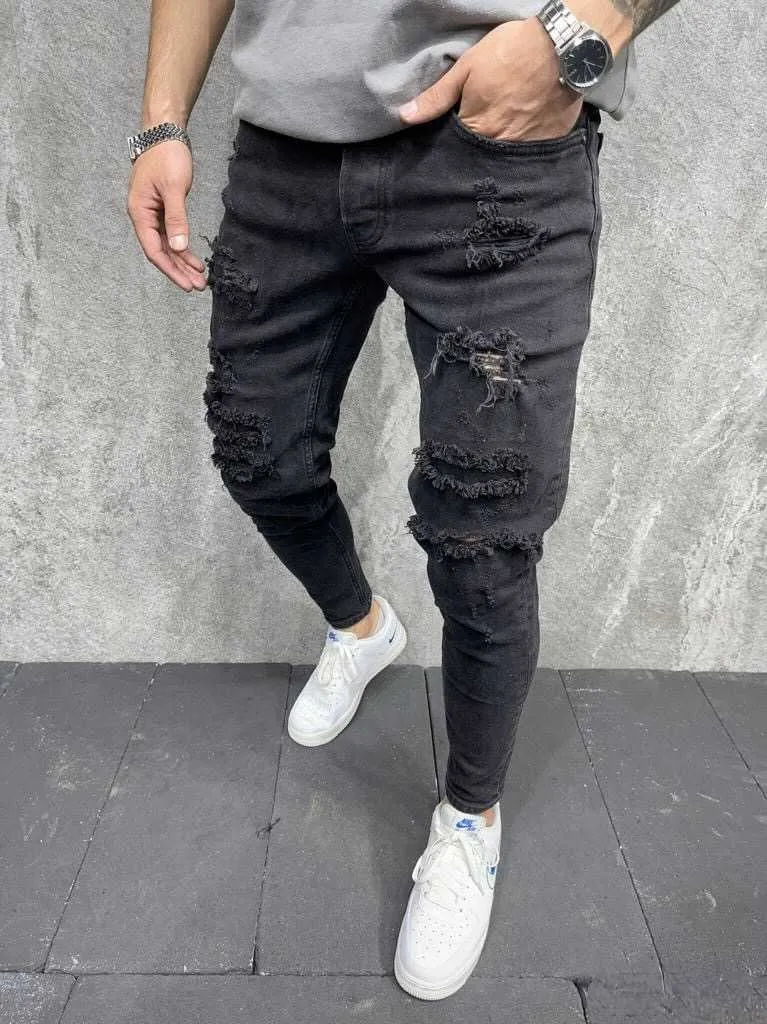 Jean noir destroy | jean noir troué | Mode urbaine | 39,99€