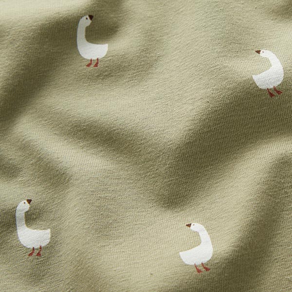 Jersey coton Jolies oies – pistache