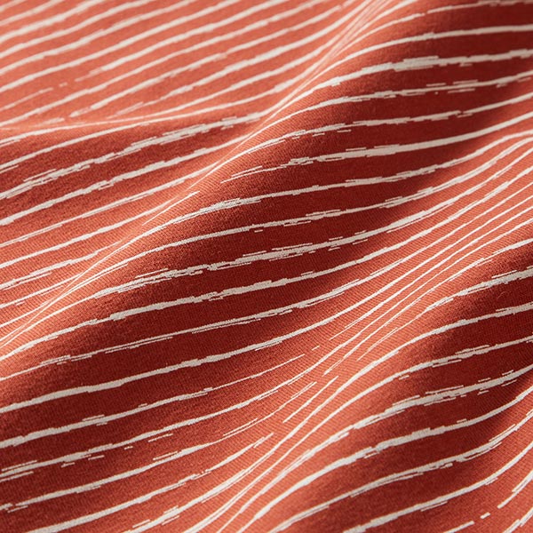 Jersey de coton Rayures en gribouillage – terre cuite