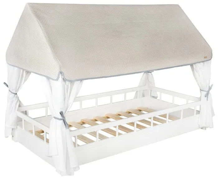 Lit Scandinave Maison 160x80 cm avec Barrières et Petit Toit : Confort et Aventure dans la Chambre d'Enfant