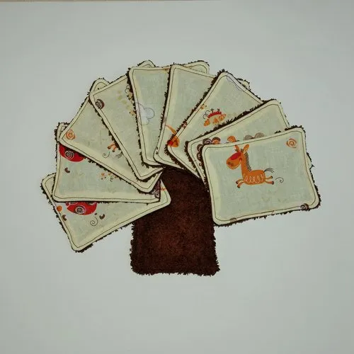 Lot de 10 - lingettes lavables - à la ferme