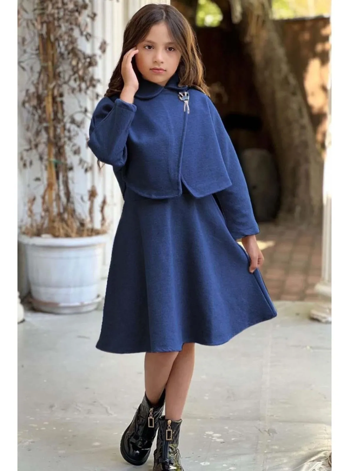 Navy Blue - Girls` Dress