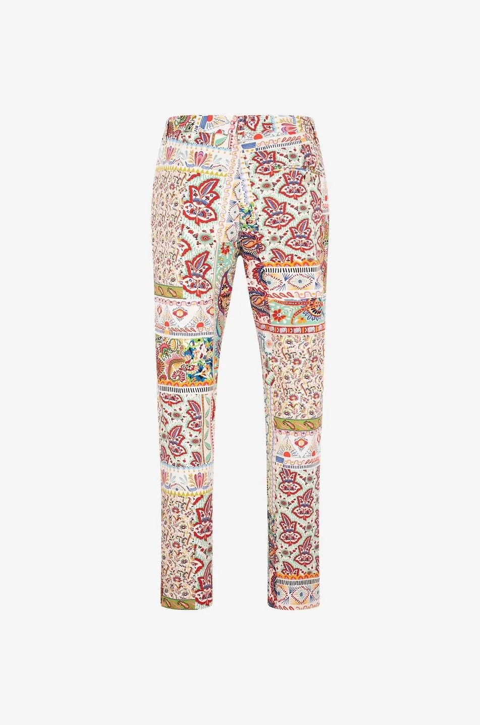 Pantalon droit en coton imprimé Patchwork