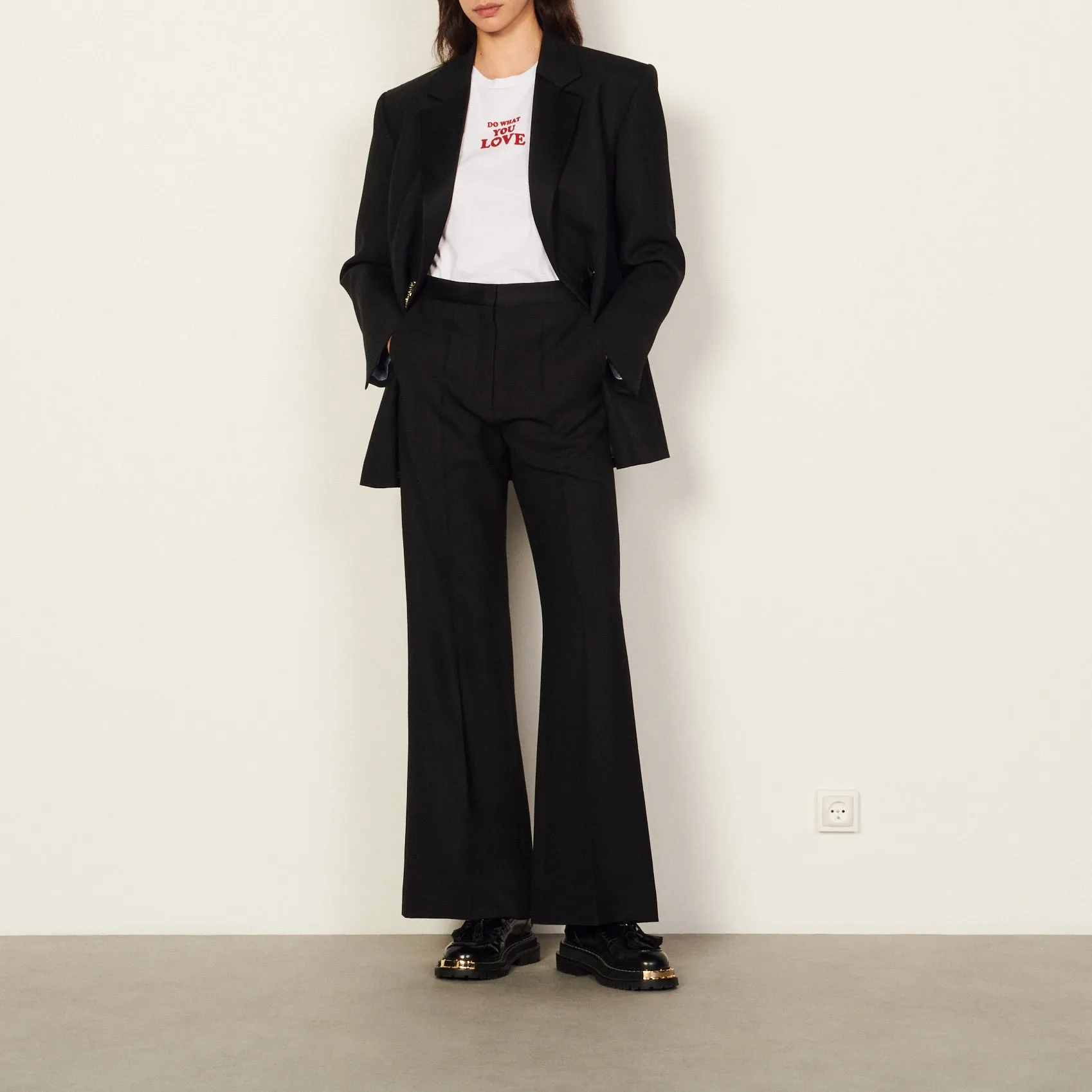 Pantalon taille haute évasé