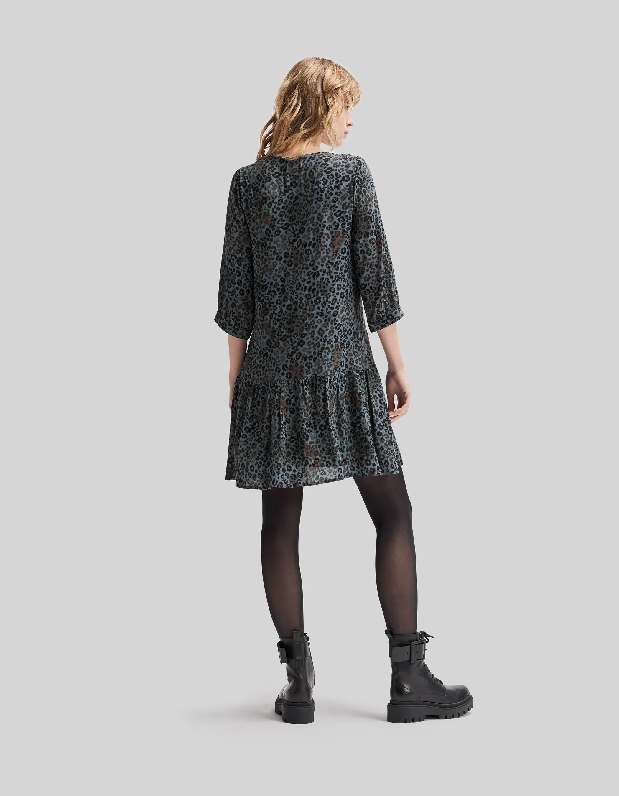 Robe bleue LENZING™ ECOVERO™ panthère Femme