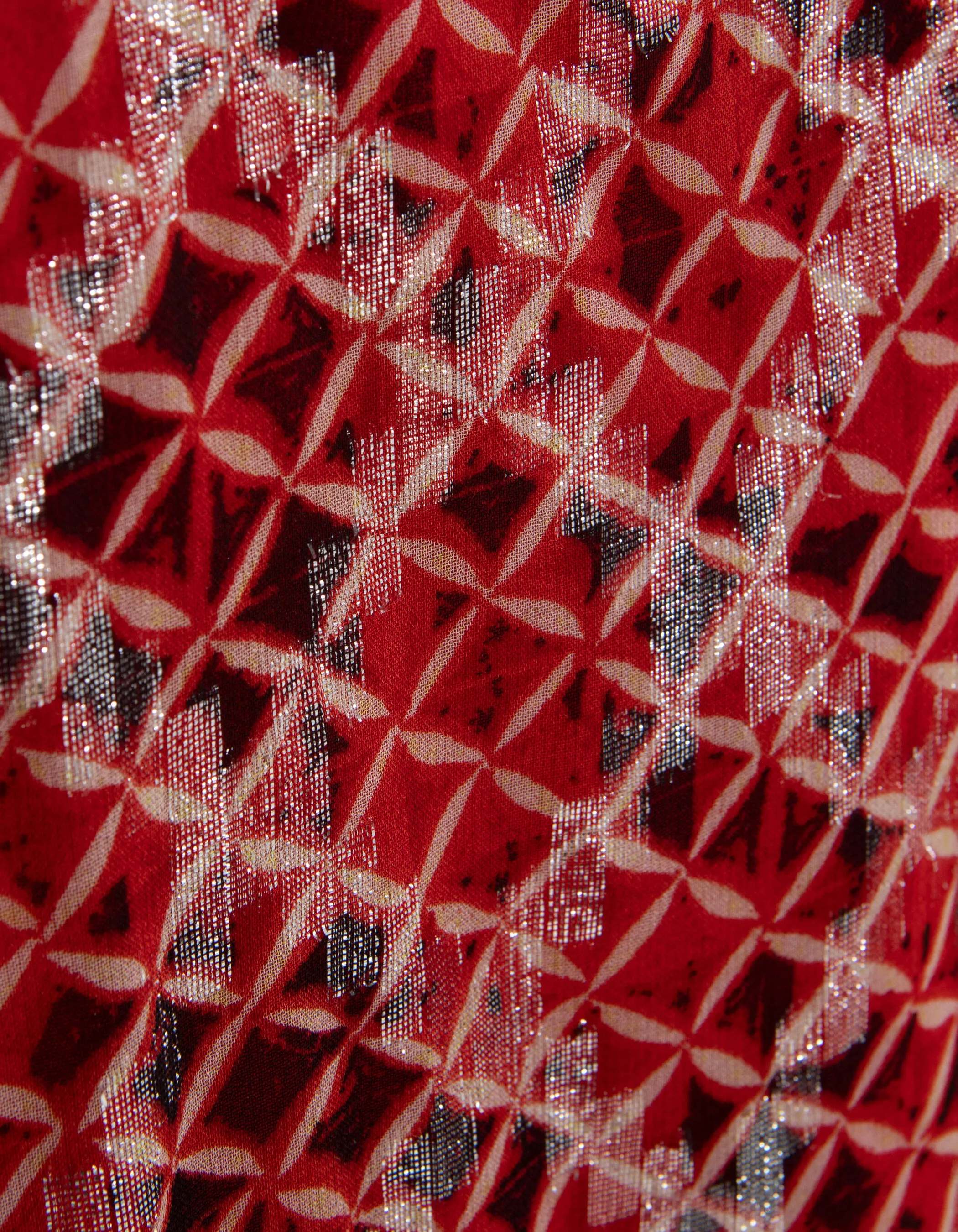 Robe courte en voile rouge imprimé Trellis femme
