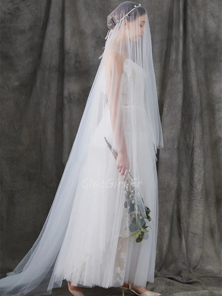Robe De Mariée Civile Champetre Longueur Cheville Dentelle Tulle Volant Bretelle