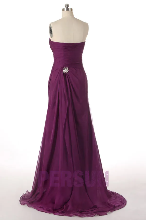 Robe de soirée chic en tencel bustier droit avec petite traîne