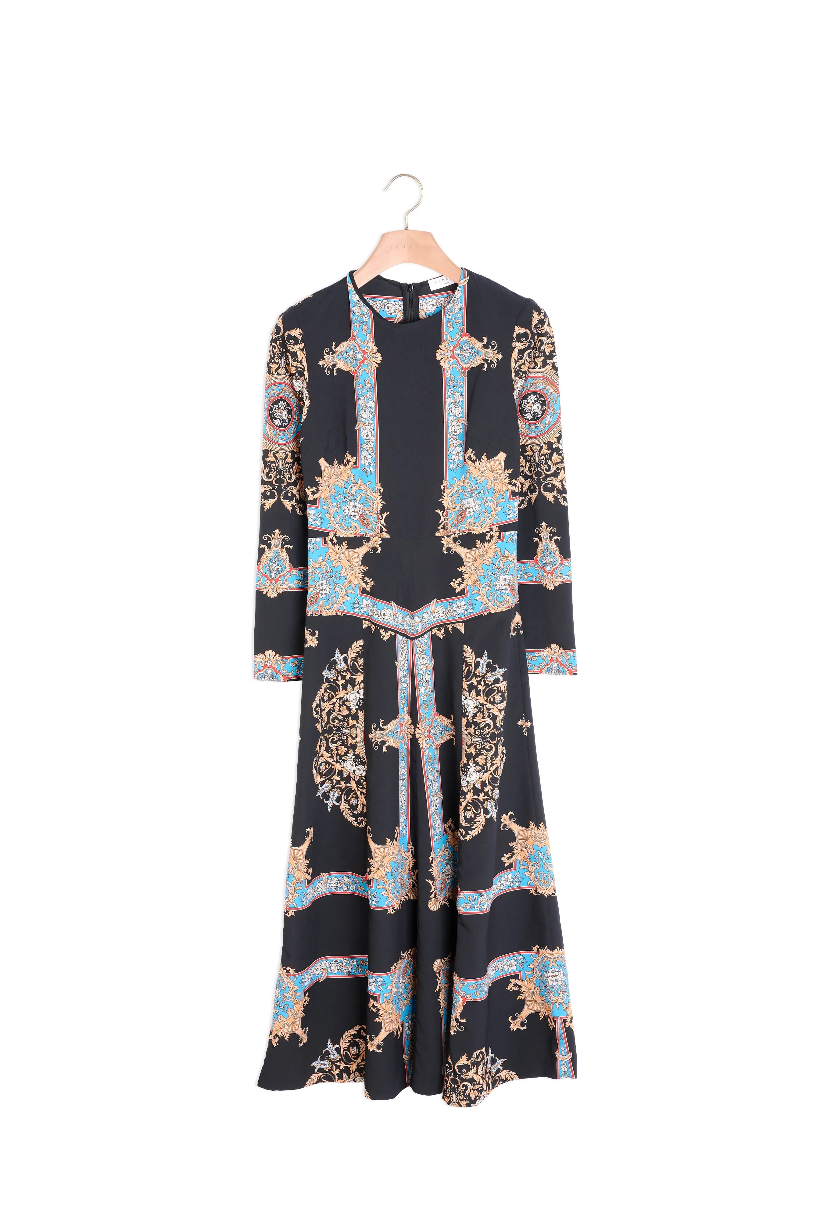 Robe longue à imprimé foulard placé