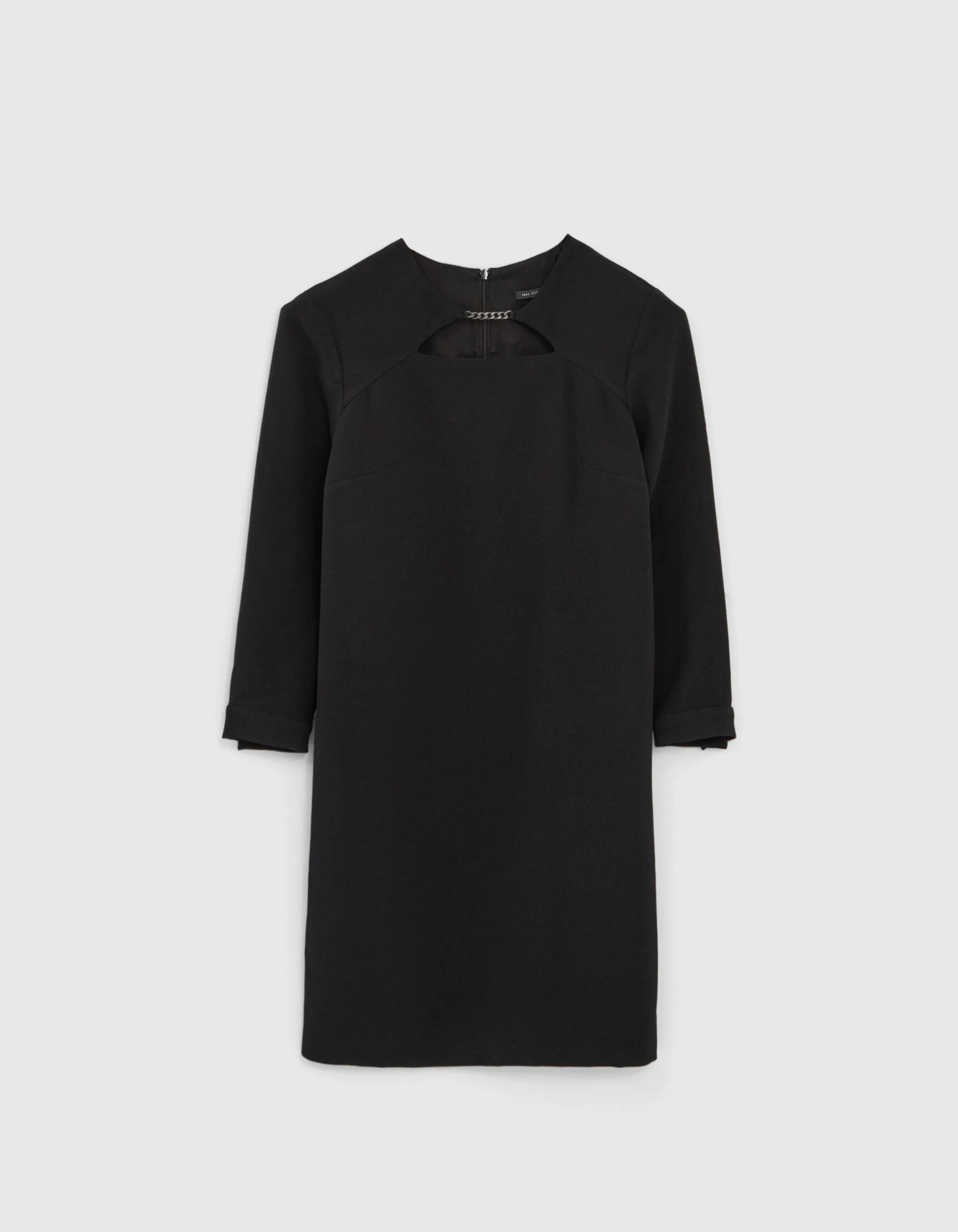 Robe noire avec gourmette métal devant Femme