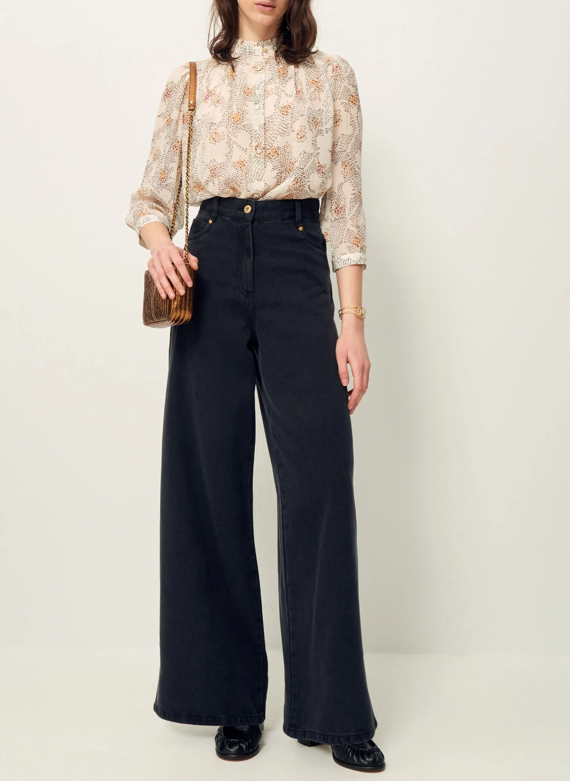 SESSUN  Blouse imprimé et volantée lylee - Blanc