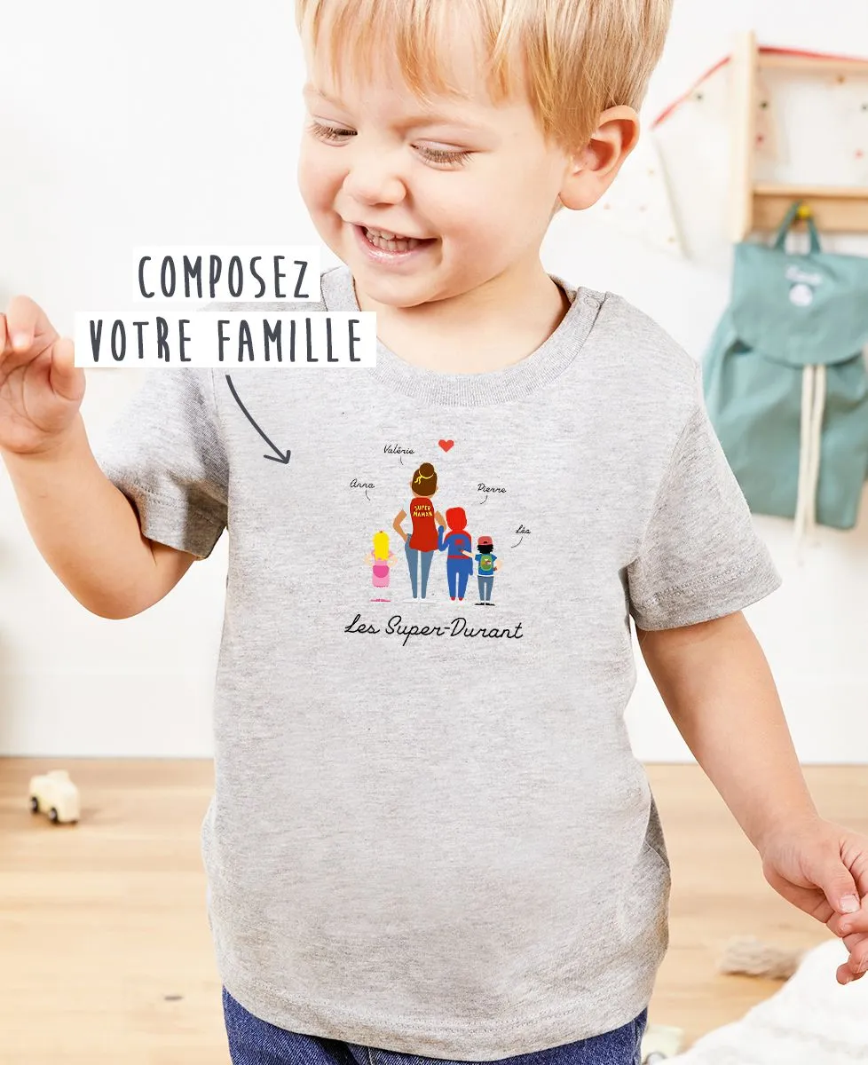 T-Shirt bébé Famille super-héros personnalisé