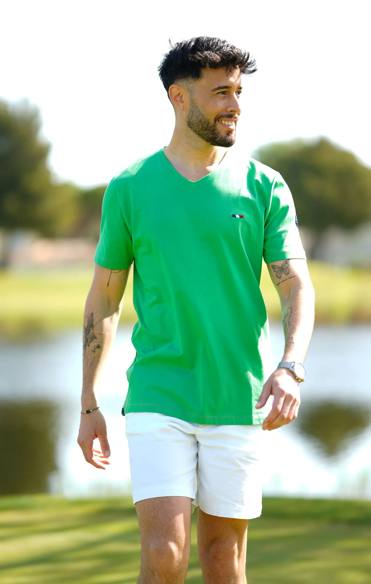 T-shirt col v  homme JULES VERT