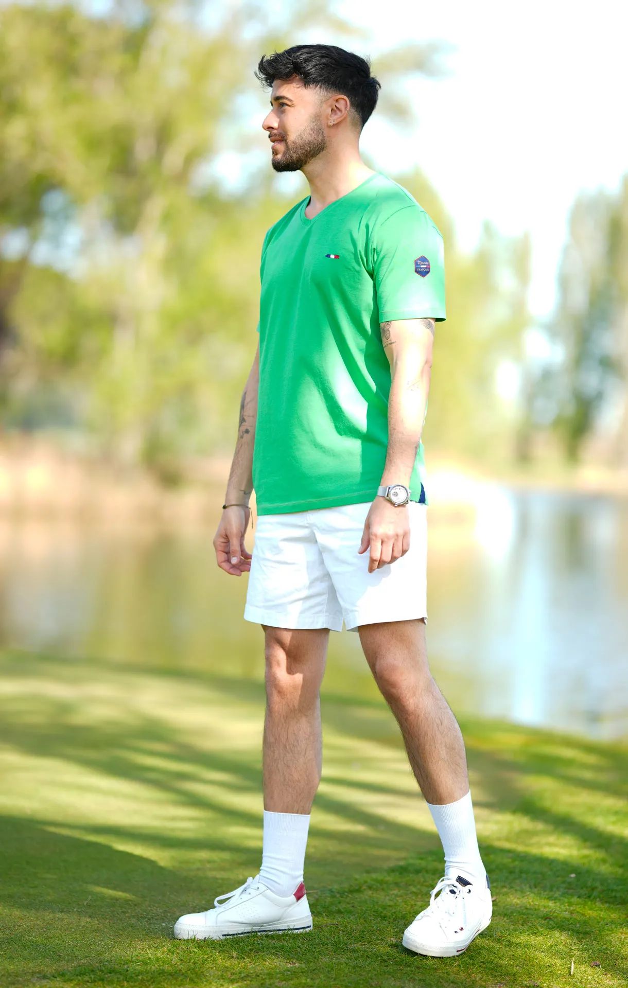 T-shirt col v  homme JULES VERT