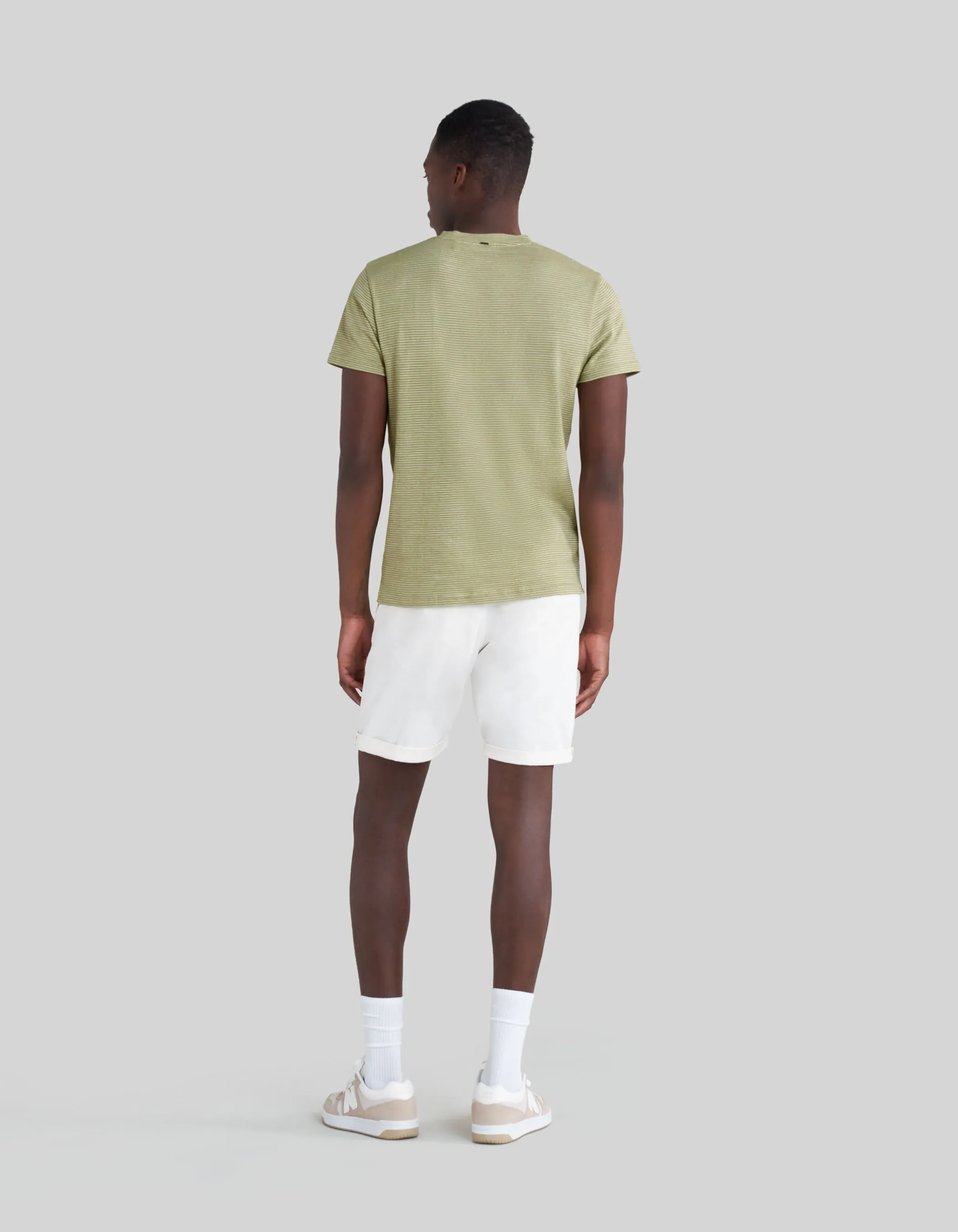 T-shirt pistache coton bio fines rayures Homme