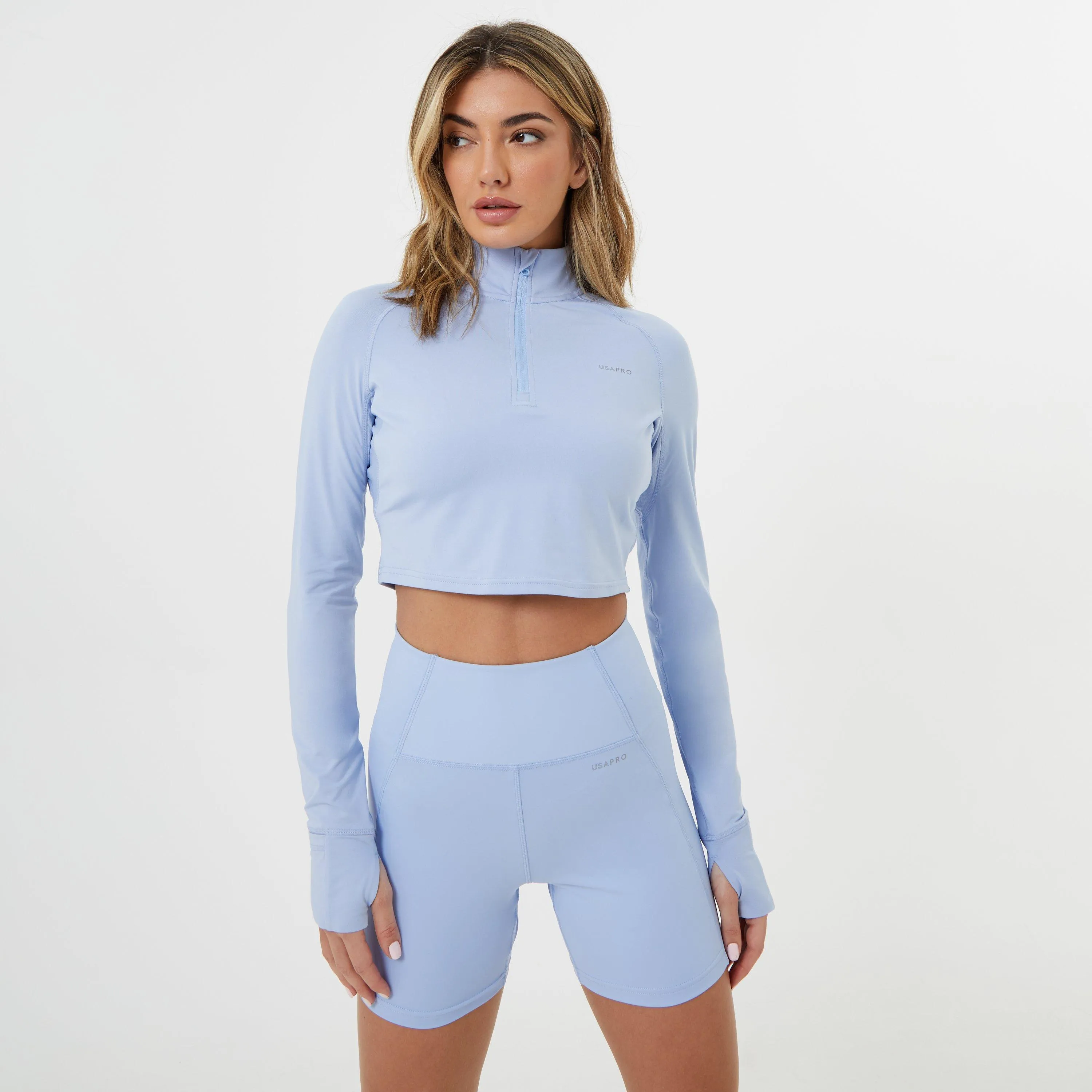 USA Quarter Zip Cropped Jacket Womens