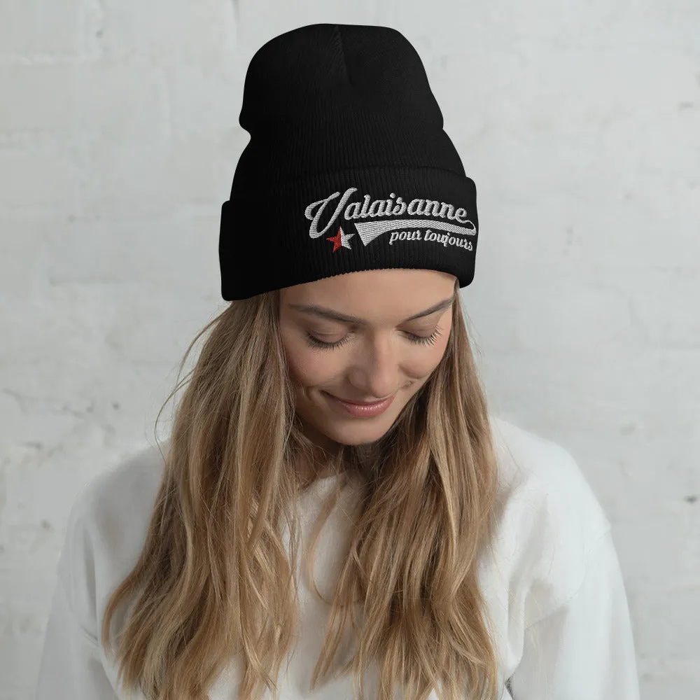 Valaisanne pour Toujours - Bonnet femme brodé noir ou rouge
