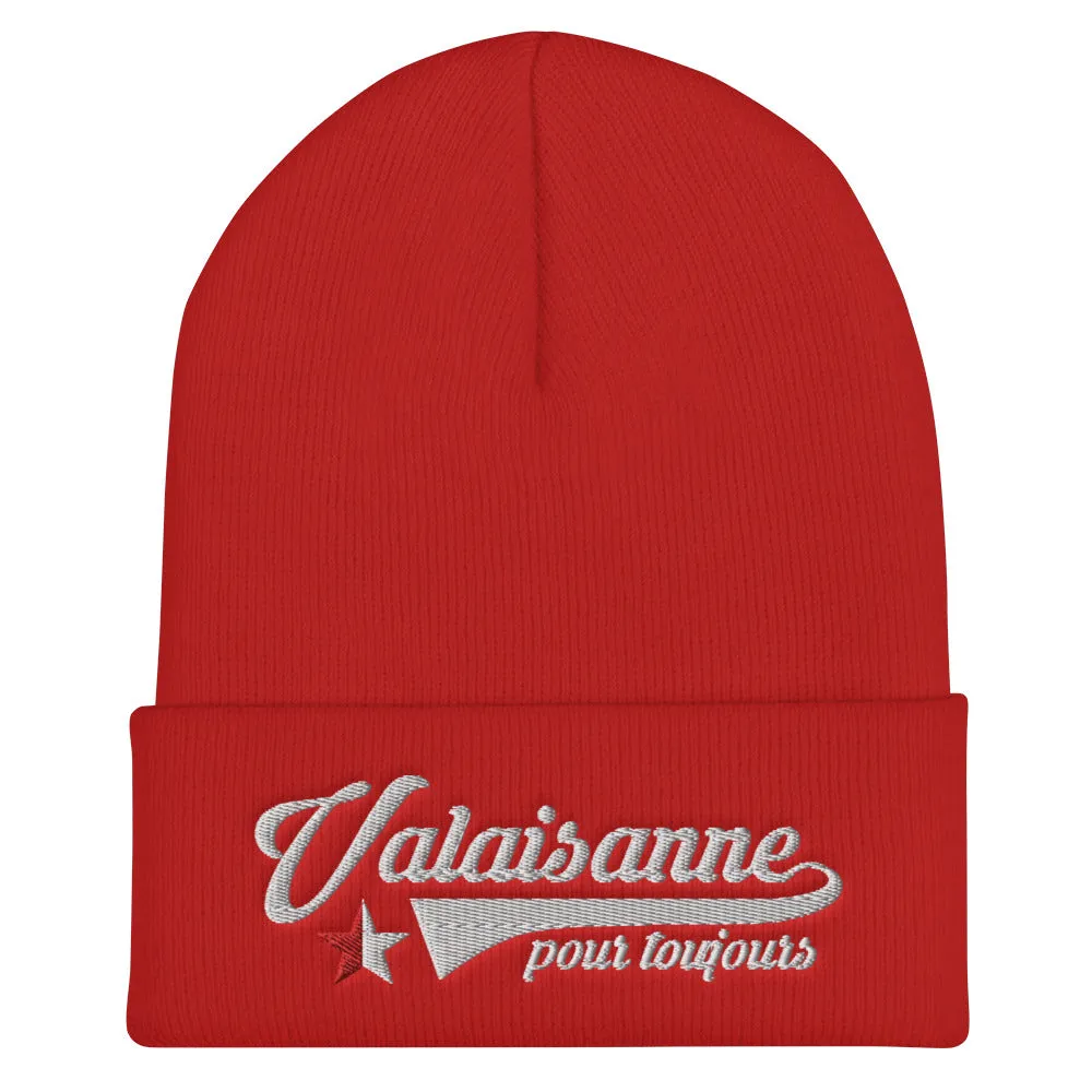 Valaisanne pour Toujours - Bonnet femme brodé noir ou rouge