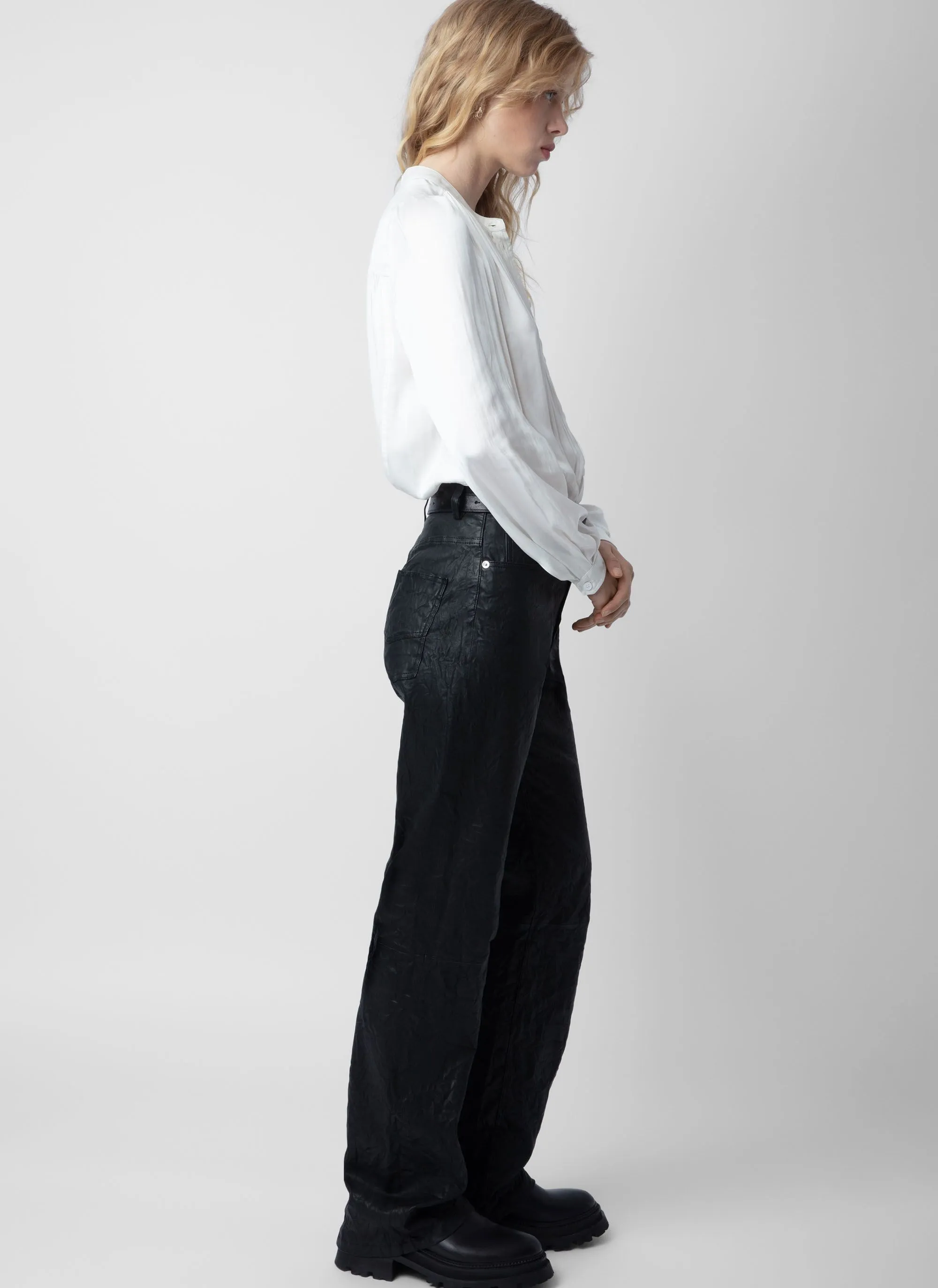 ZADIG&VOLTAIRE  Blouse col rond satinée tchin - Blanc