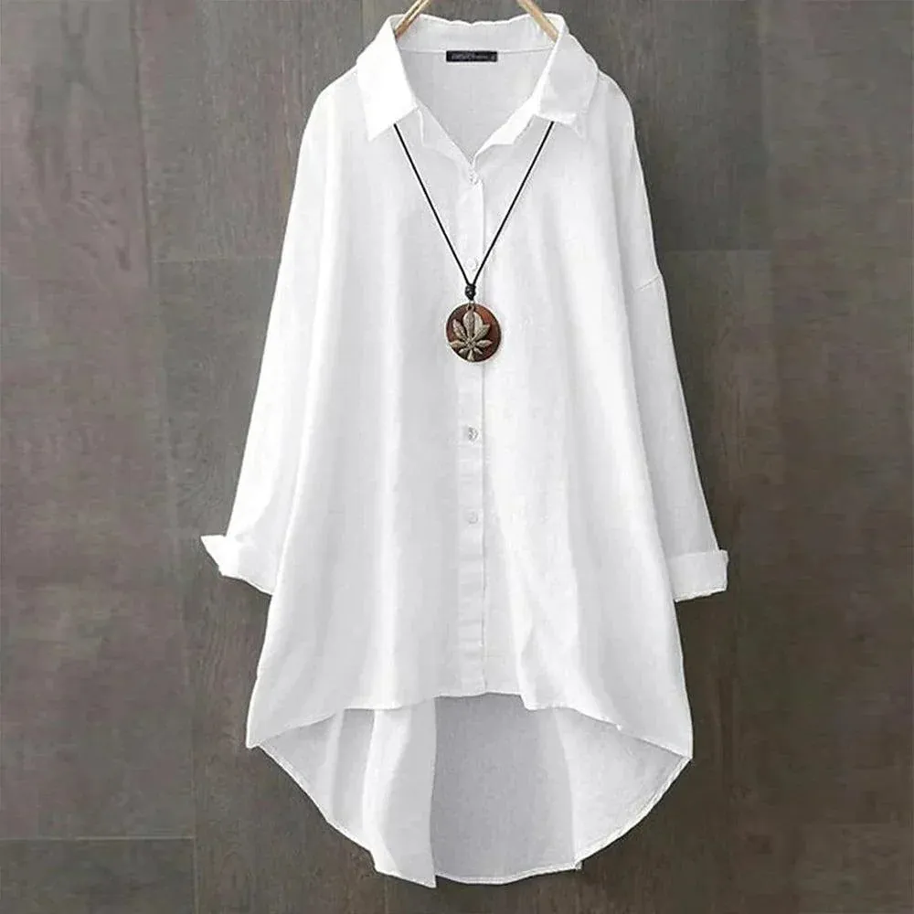 Zina | Blouse blanche élégante à manches longues